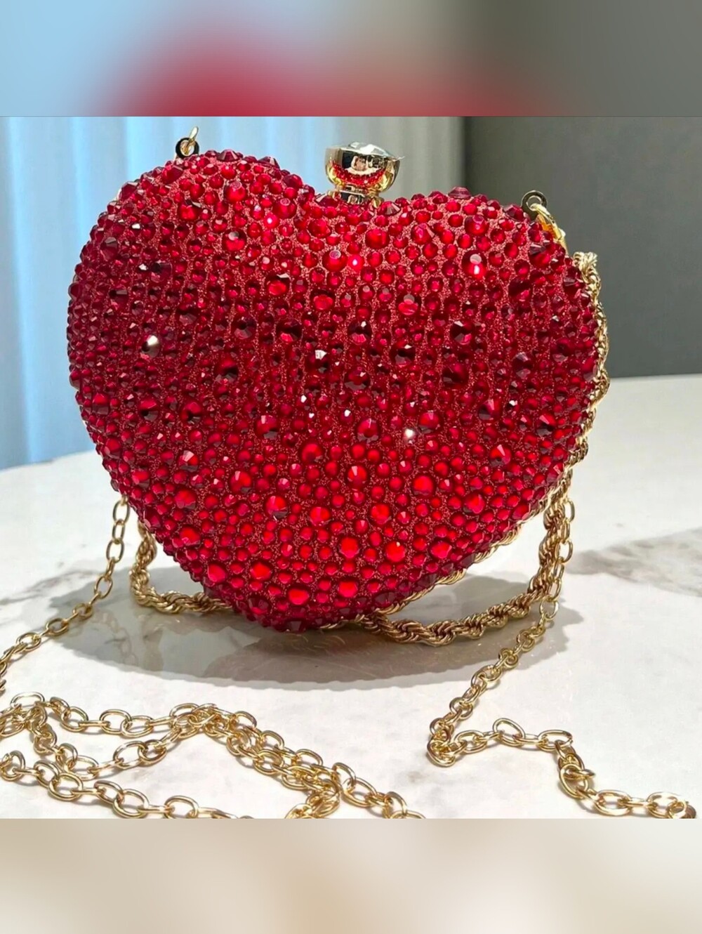 Sparkly Red Heart Evening Clutch, Prom Wedding Guest Anniversary Party Bag